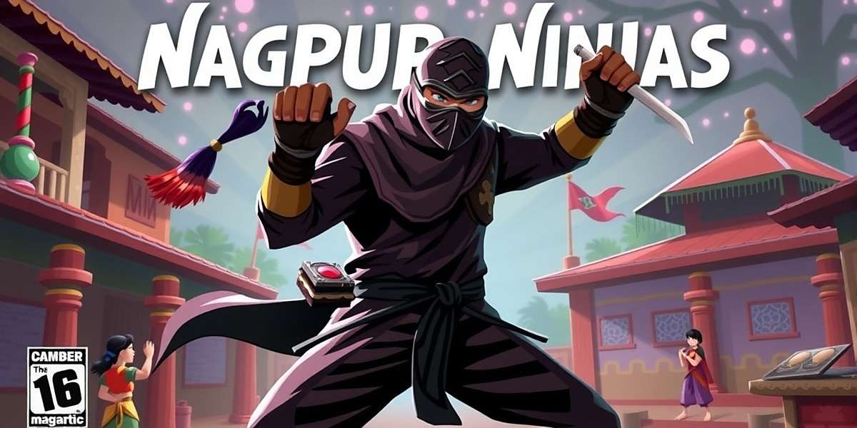 Nagpur Ninjas Official Game Cover Nagpur Ninjas Game Cover - Ninja character in traditional Nagpur setting with Indian cultural elements